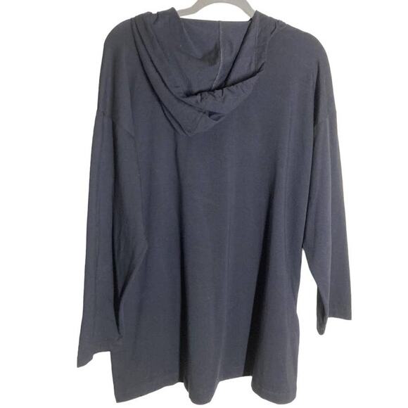 Eileen Fisher Black Hooded Long Sleeve Tunic Pullover - M - Picture 4 of 4